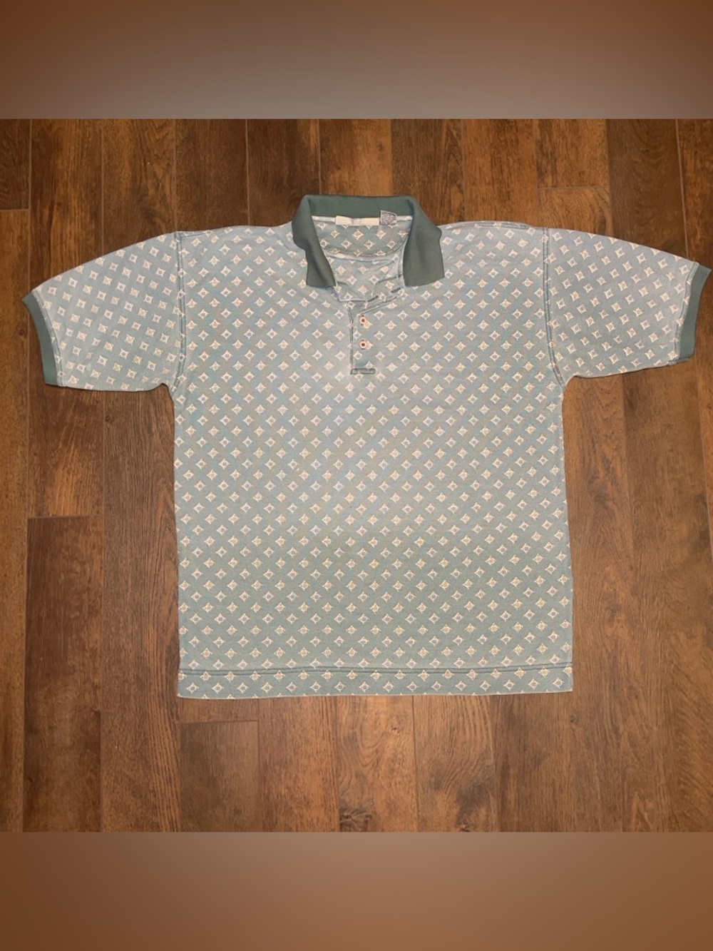 Vintage Bugle Boy Company Men’s Polo Green Sz Large Diamonds